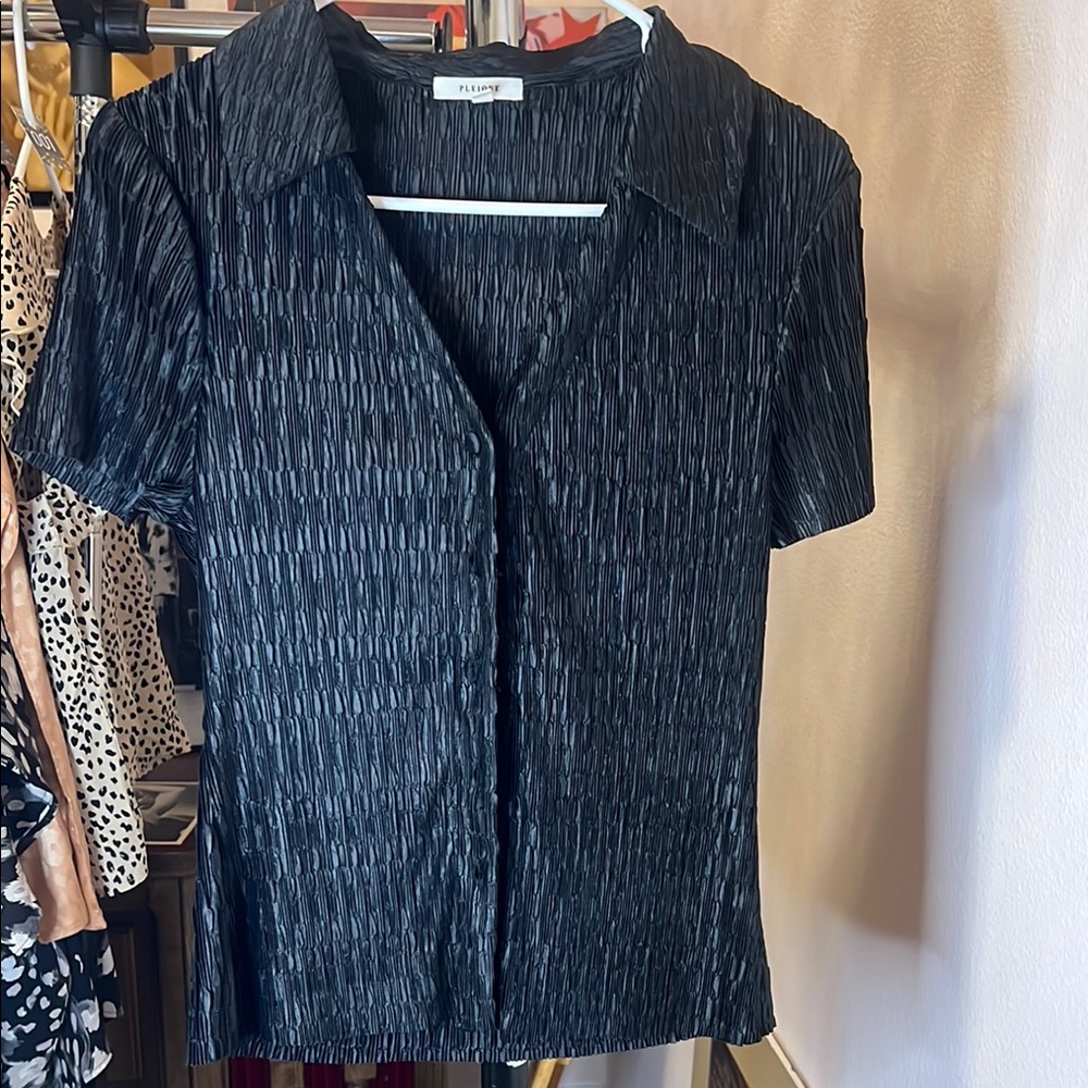 Black Textured Women's Top